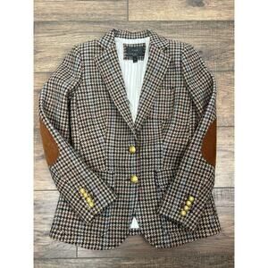 J Crew Rhodes Brown Plaid Multicolor Houndstooth Jacket Blazer Size 2